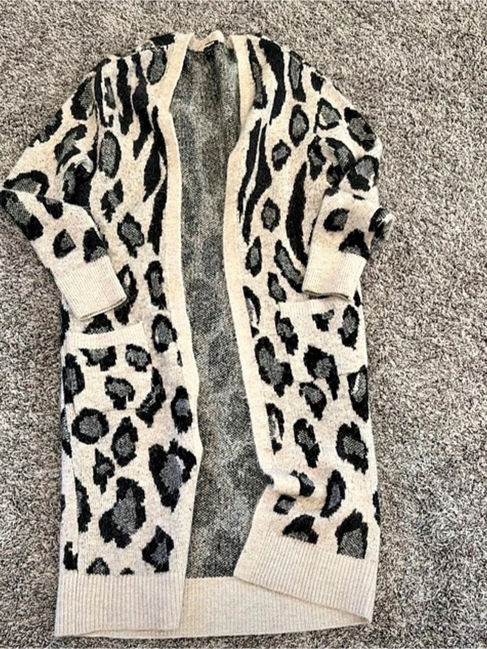 Express Leopard Print Cardigan Cream & Black Small